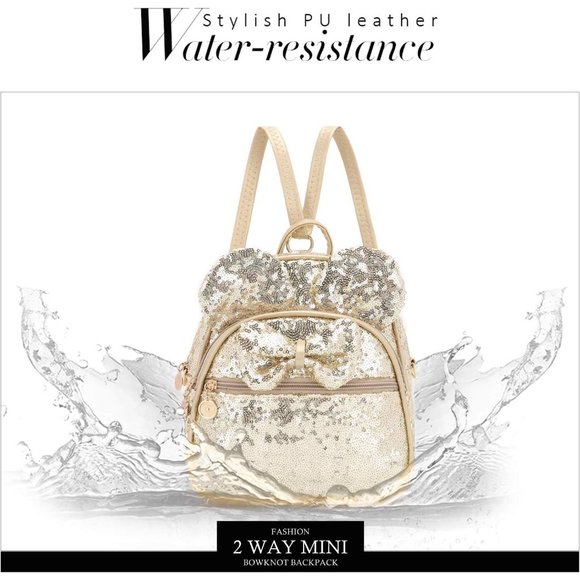 Bowknot Polka Dot Mini Backpack And Convertible Shoulder Bag Purse for Women - Picture 6 of 7